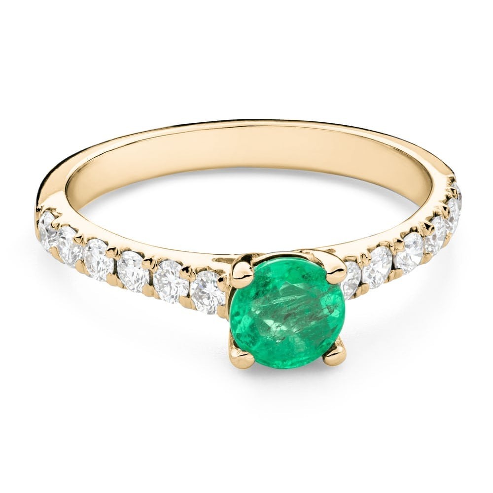 Engagement ring with gemstones "Emerald 26"