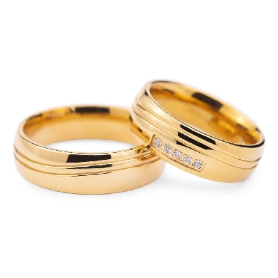 Golden wedding rings with diamonds "VKA 128"