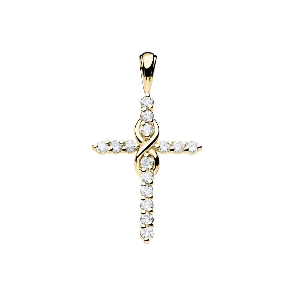 Gold pendant with brilliants "Diamond cross 5"
