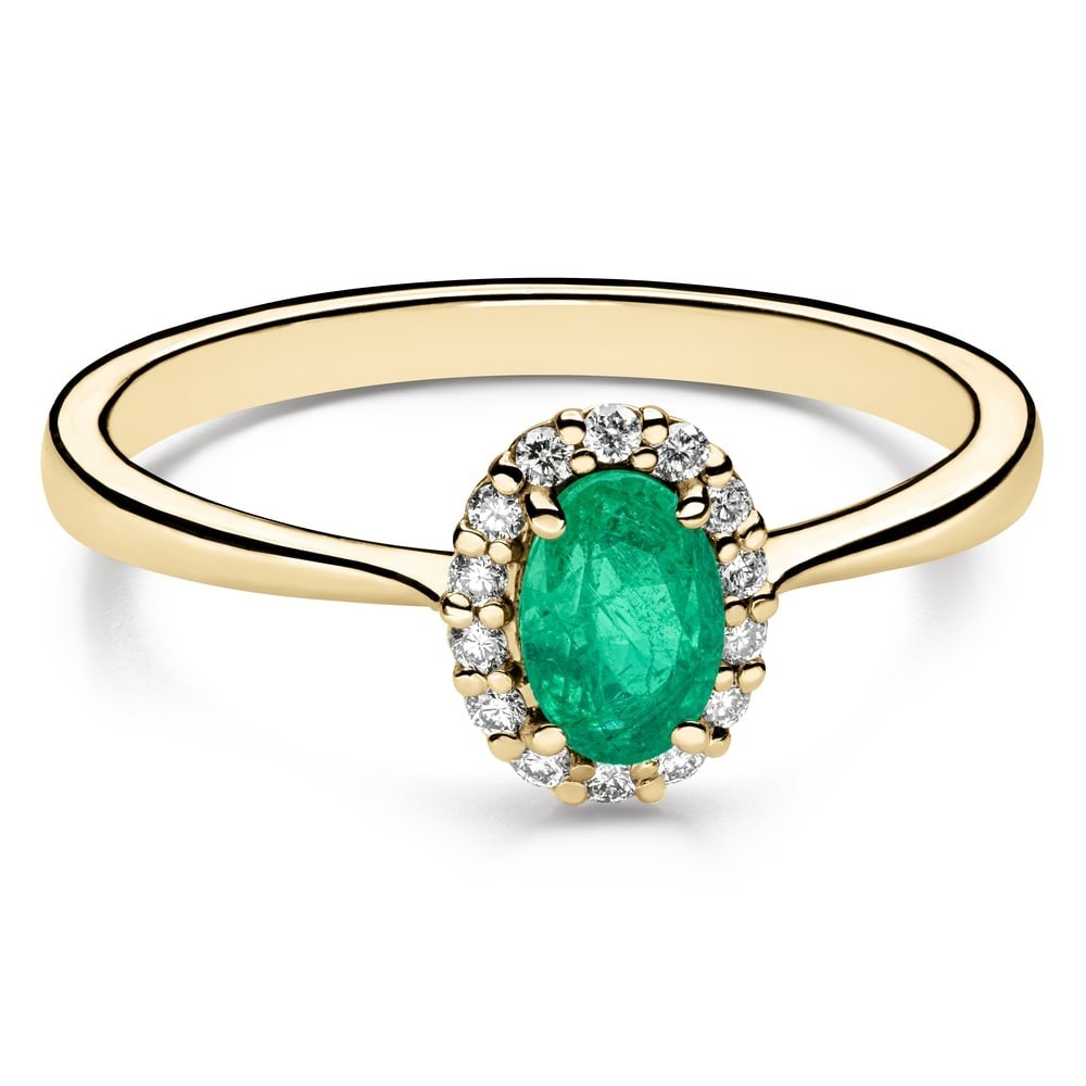 Gold ring with gemstones "Emerald 8"