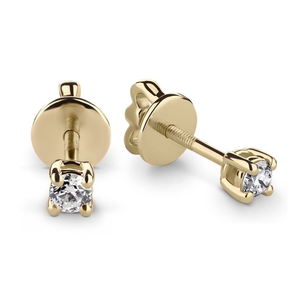 Gold earrings with brilliants "Classic 5"