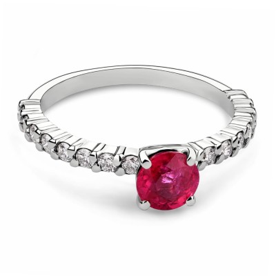 Engagement ring with gemstones "Ruby 25"