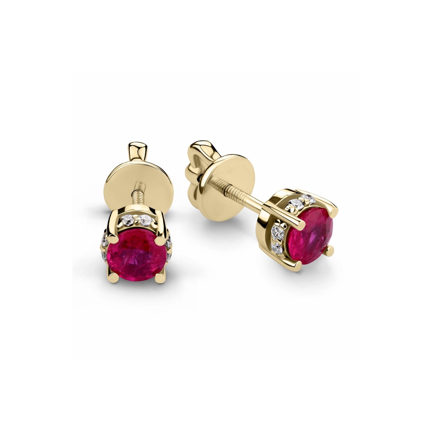 Gold earrings with gemstones "Ruby 29"