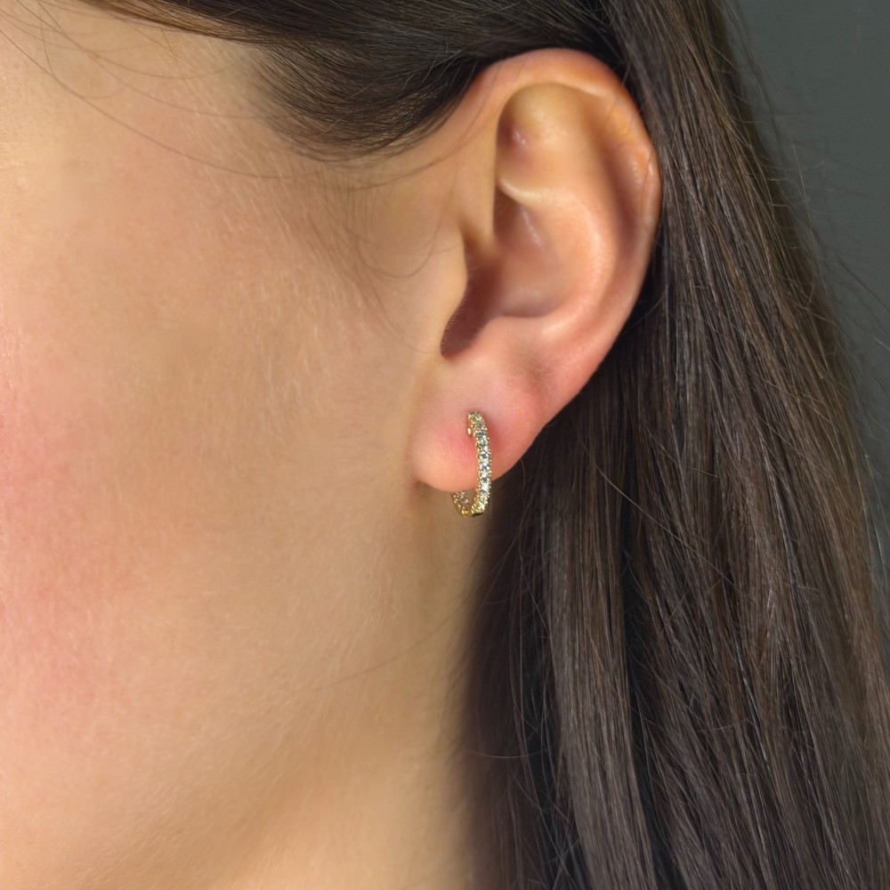 Gold earrings with brilliants "Elegance 54"