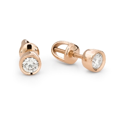 Gold earrings with brilliants "Classic 68"