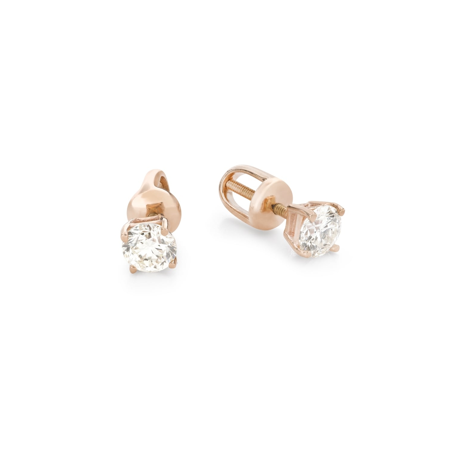 Gold earrings with brilliants "Classic 77"