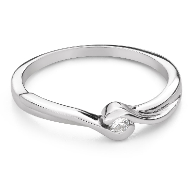 Sužadėtuvių žiedas su briliantu "Meilės glėbyje 82"