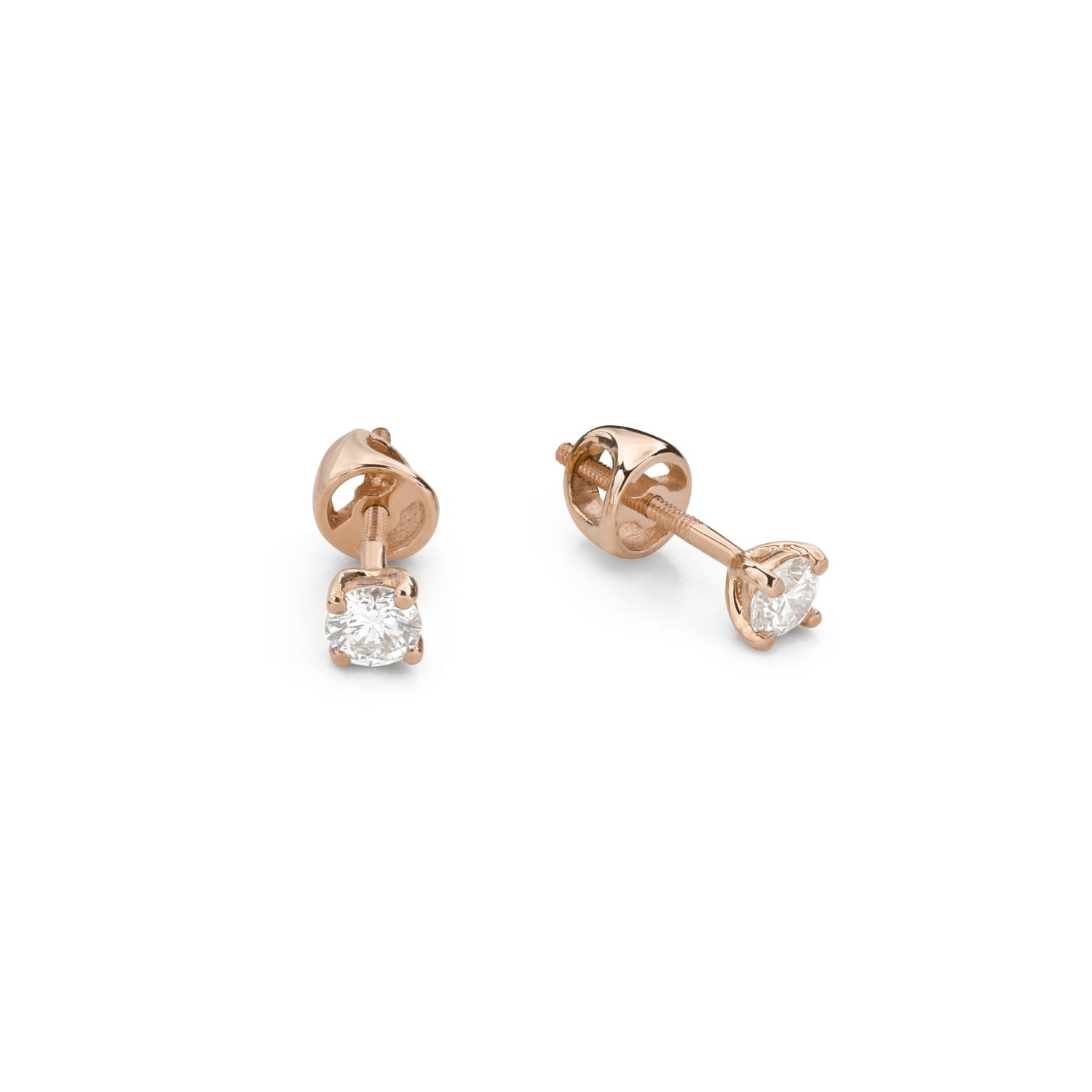 Gold earrings with brilliants "Classic 81"
