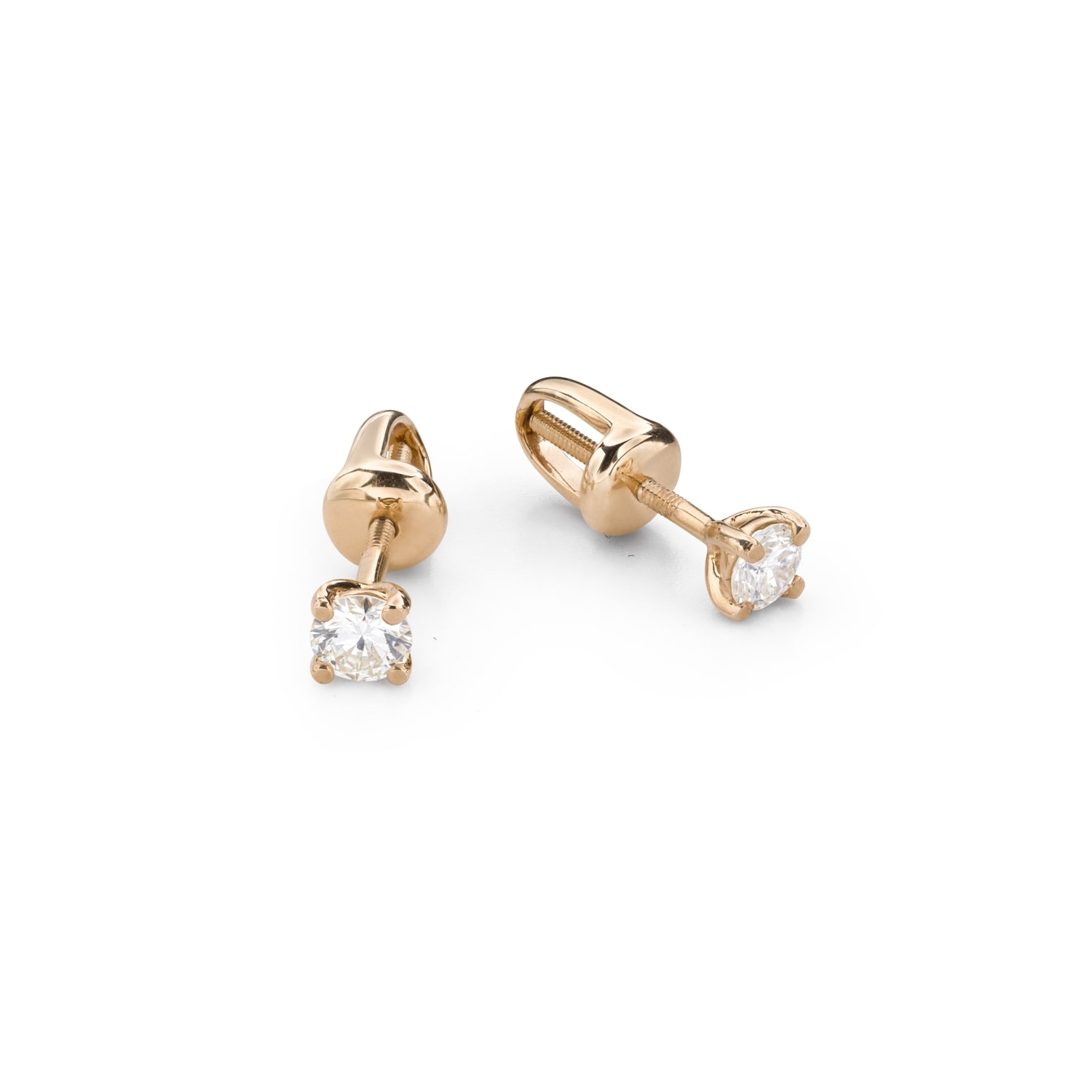 Gold earrings with brilliants "Classic 82"