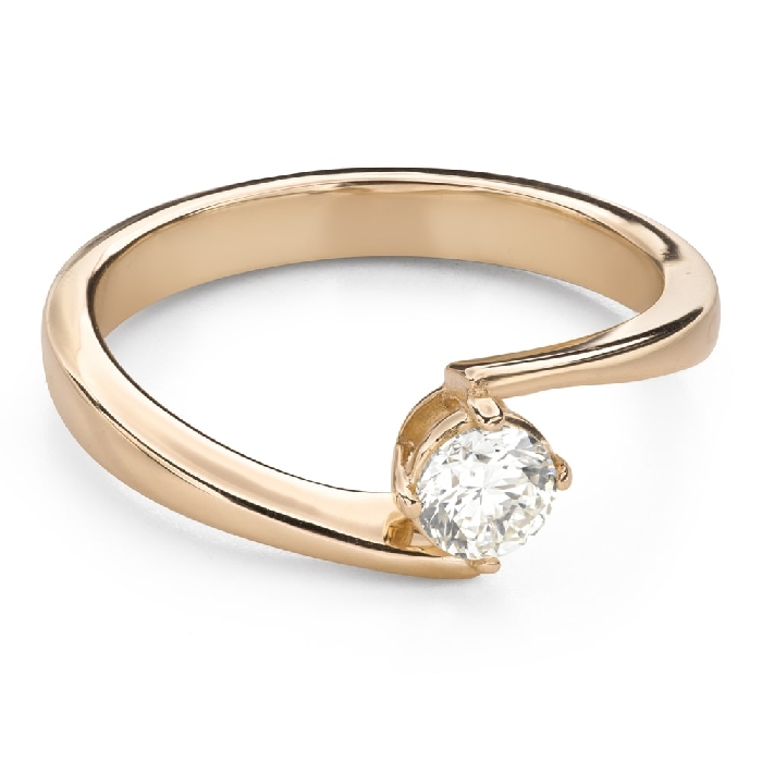 Auksinis žiedas su briliantu "Meilės glėbyje 100"