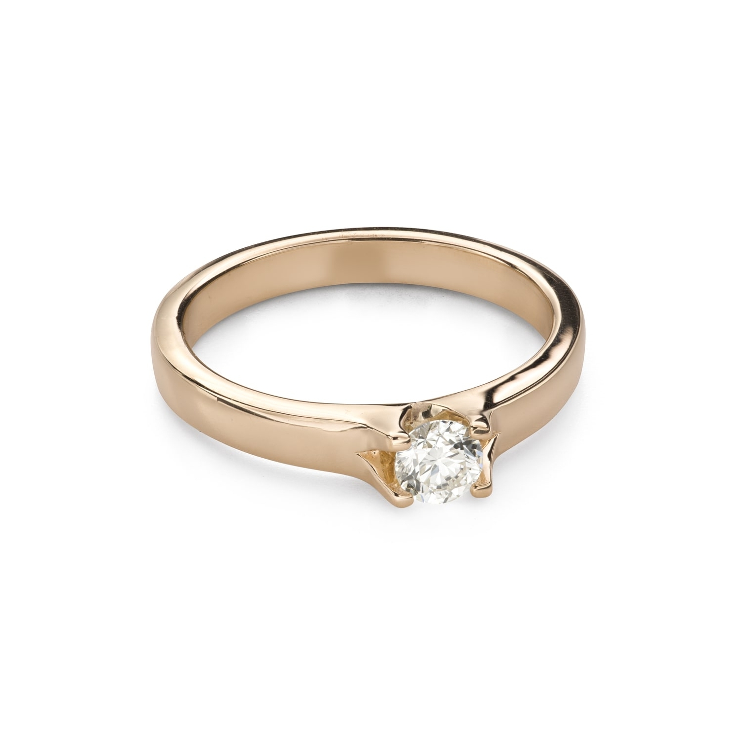 Auksinis žiedas su briliantu "Meilės glėbyje 102"