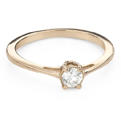 Gold ring with brilliant diamond "Goddess 382"