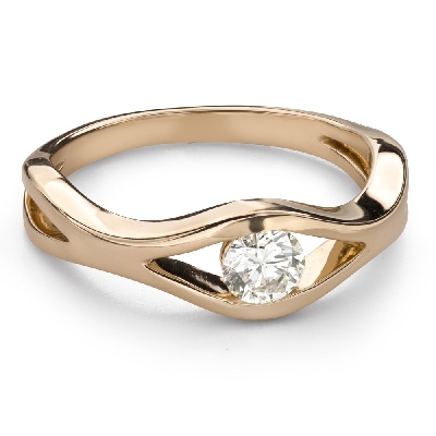 Gold ring with brilliant diamond "Intertwined destinies 108"