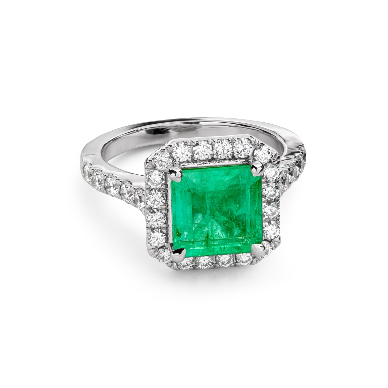 Engagement ring with gemstones "Emerald 52"