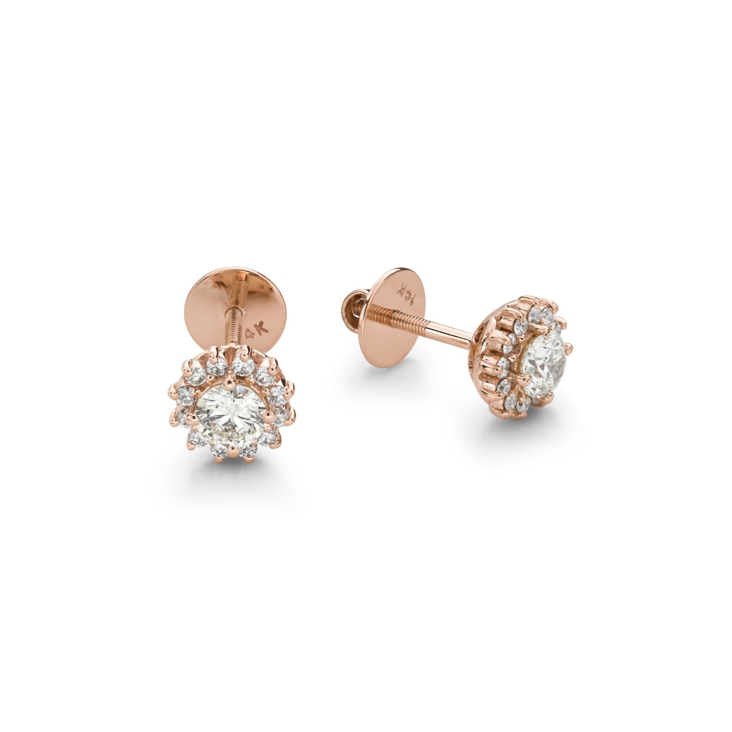 Gold earrings with brilliants "Elegance 28"