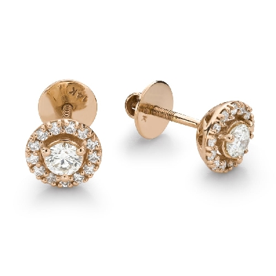 Gold earrings with brilliants "Elegance 30"