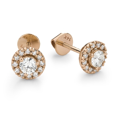 Gold earrings with brilliants "Elegance 34"