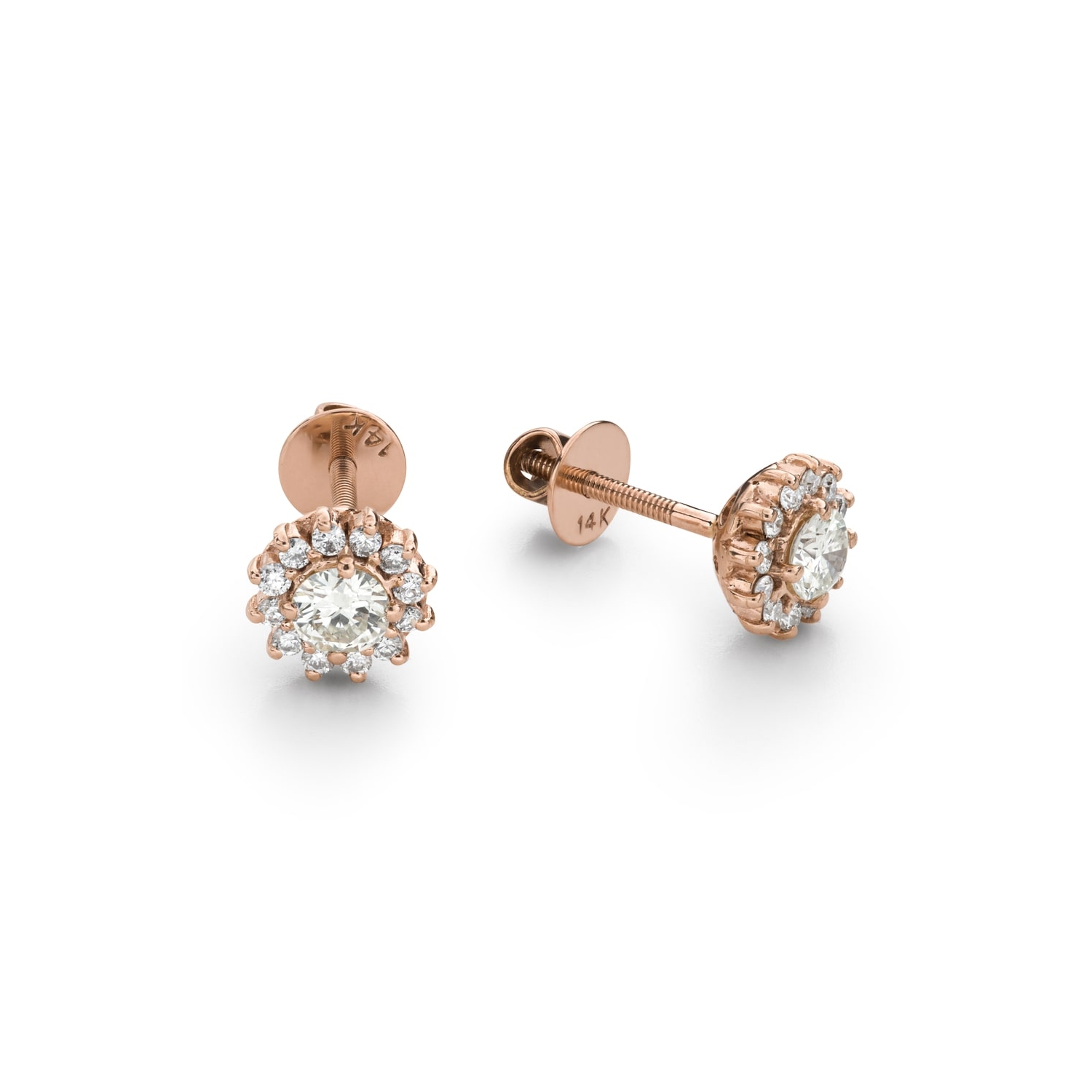 Gold earrings with brilliants "Elegance 35"