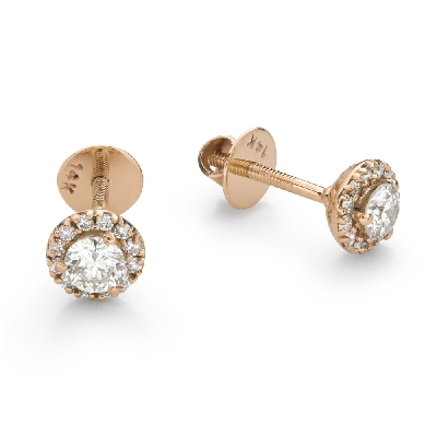 Gold earrings with brilliants "Elegance 44"