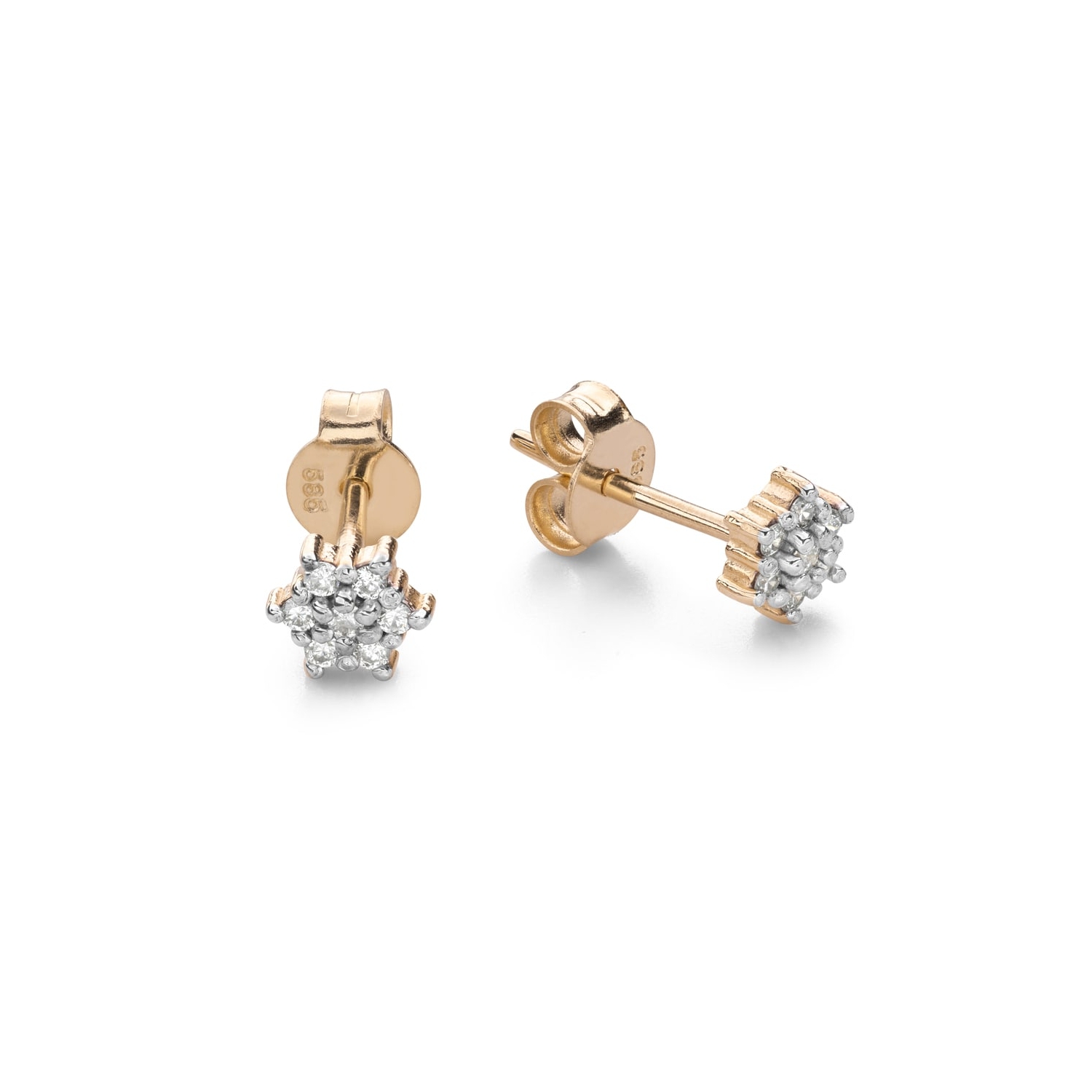 Gold earrings with brilliants "Elegance 49"