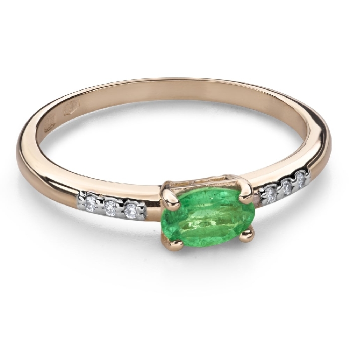 Auksinis žiedas su brangakmeniais "Smaragdas 54"
