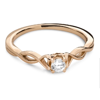 Gold ring with brilliant diamond "Intertwined destinies 149"
