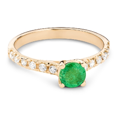 Gold ring with gemstones "Emerald 63"