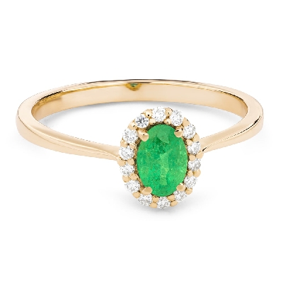 Auksinis žiedas su brangakmeniais "Smaragdas 66"